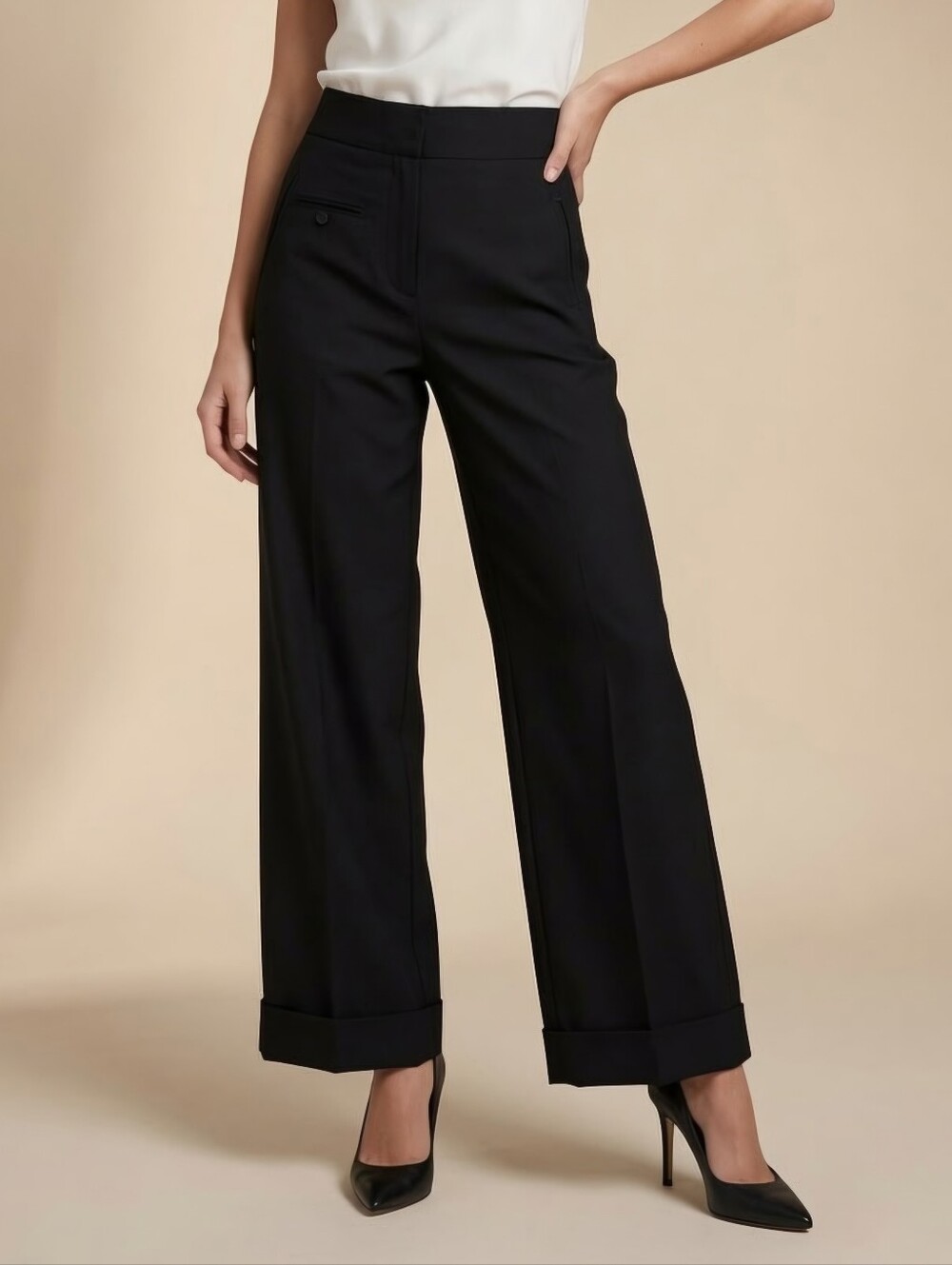 New York & Company Black High Rise Wide Leg Pants Sz 0